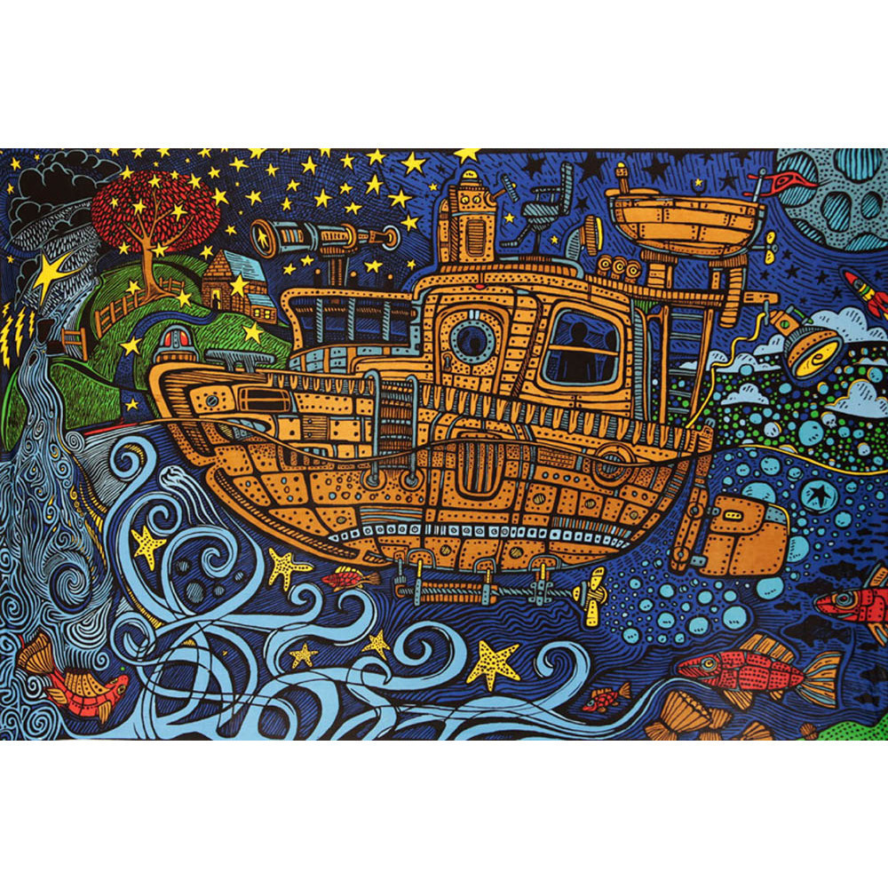 3D Steampunk Tugboat Tapestry by Sunshine Joy